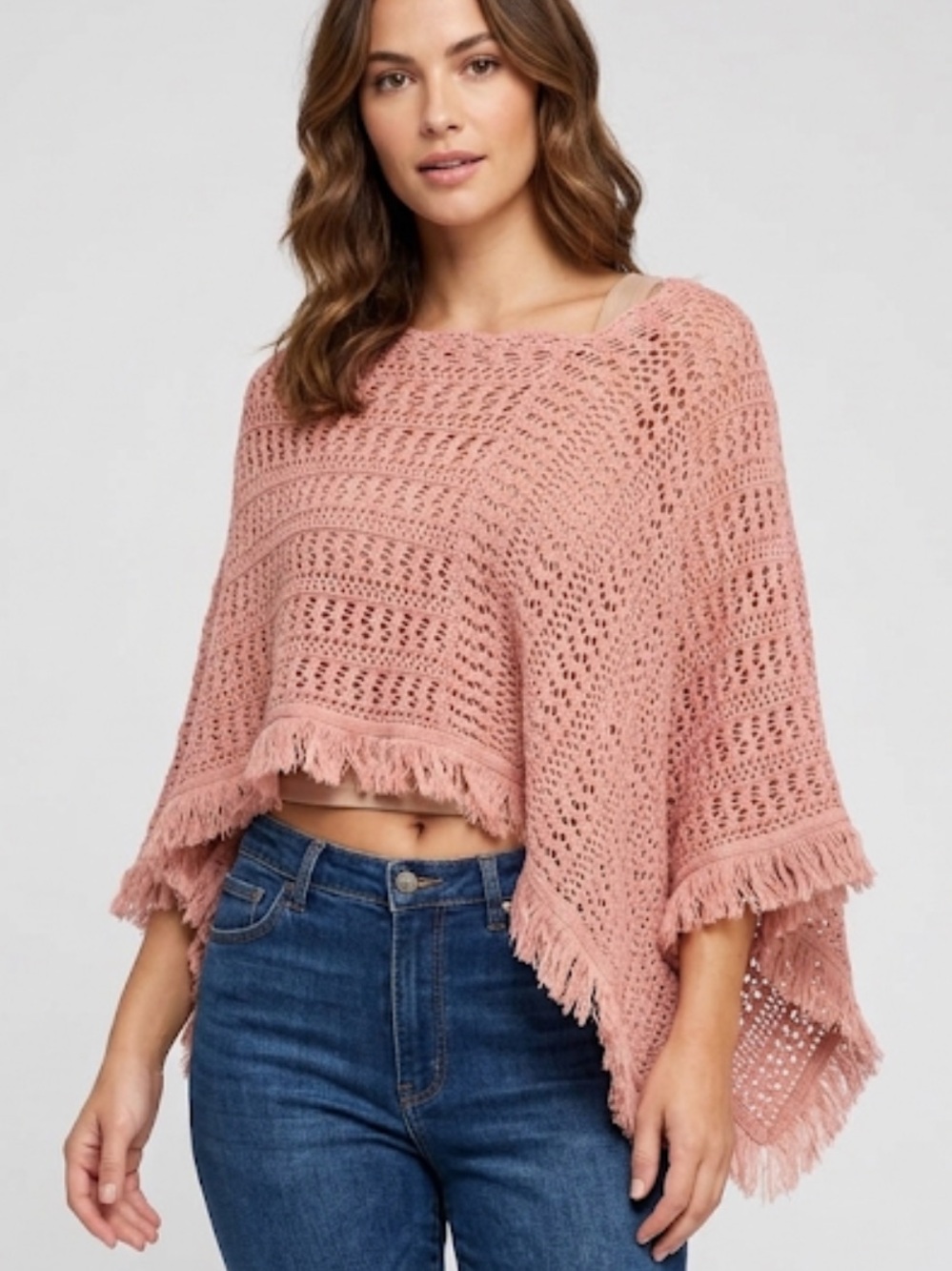 Knitted pink poncho Y2K one size fits all